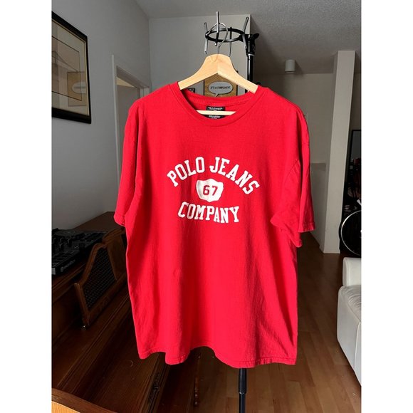 VINTAGE POLO JEANS RALPH LAUREN MENS T SHIRT SIZE LARGE 90S Y2K HYPE STREETWEAR - Picture 2 of 4